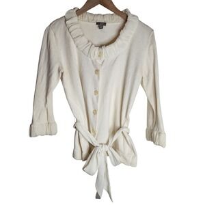 J. Jill Sweater Women's‎ Medium Petite Angora Rabbit Blend Tie Waist Cream